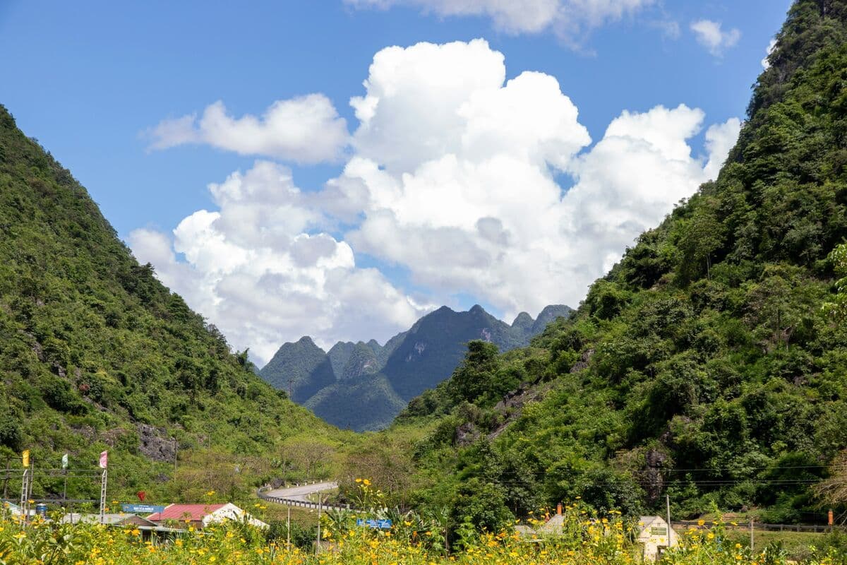 Cao Bang mountain landscape with green peaks and valleys